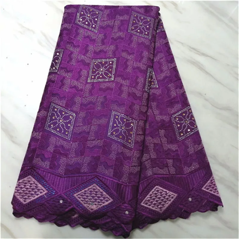 

2019 African Purple Dry Lace Fabrics High Quality Cotton Lace Fabric Swiss Voile With Stones Swiss Voile Lace In Switzerland