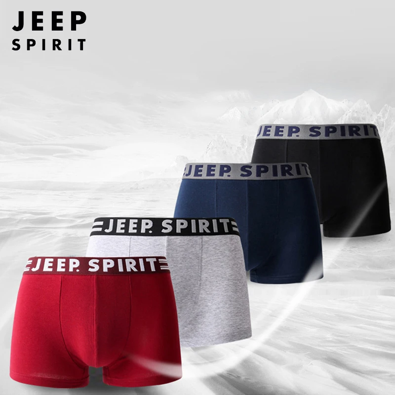 JEEP SPIRIT Boxer Мужское нижнее белье 4 шт./партия с принтом хлопковые Дышащие Боксеры para hombre боксеры шорты мужские cueca masculina