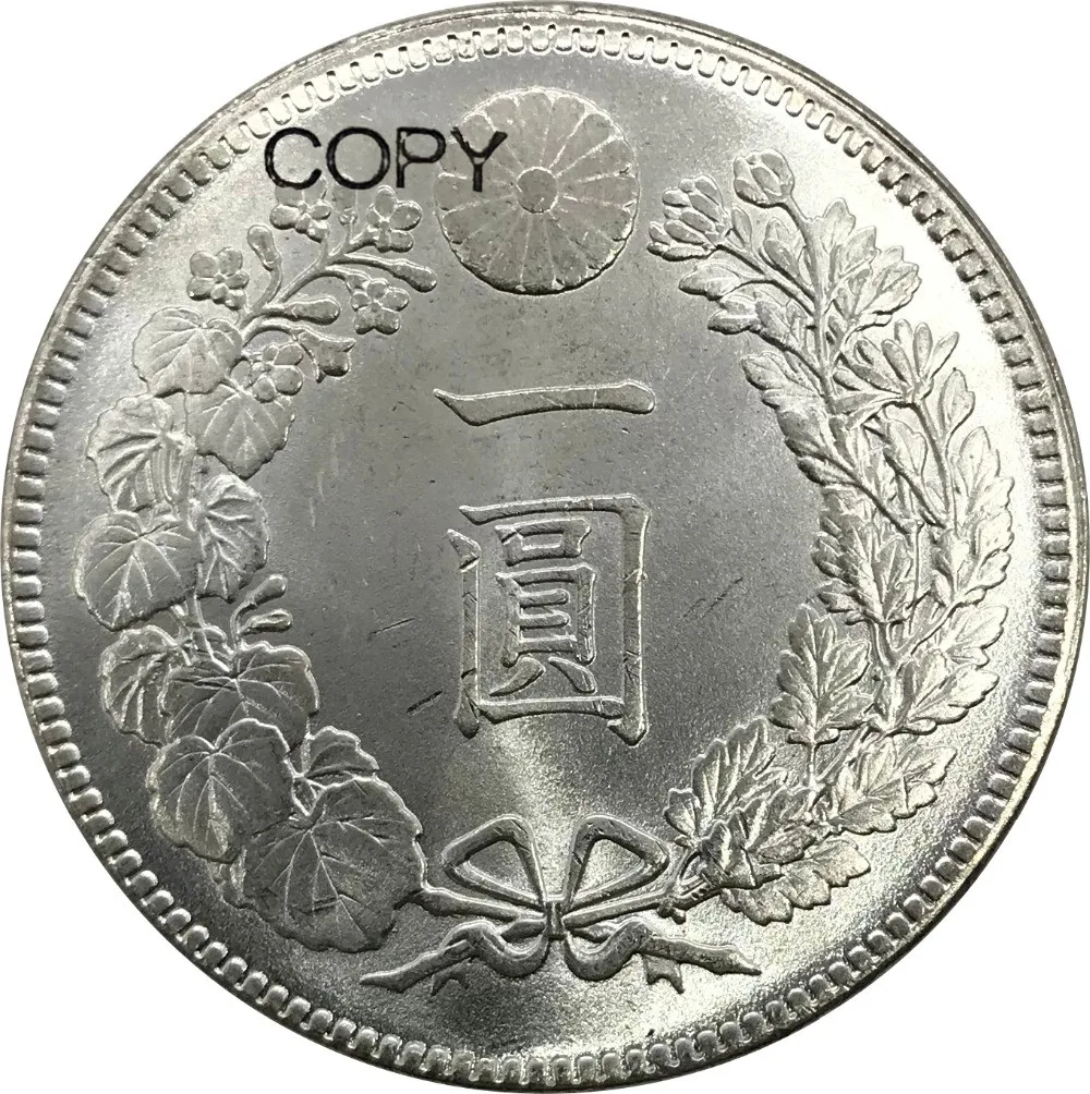 Япония 1 Yen Taisho 3 года 1914 латунная Посеребренная копия монет