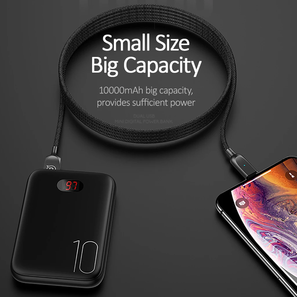 Ceny Moc banku dla xiaomi mi iPhone, USAMS mi ni bilans energii do banku 10000mAh wyświetlacz LED Powerbank zewnętrzna bateria Poverbank szybkie ładowanie