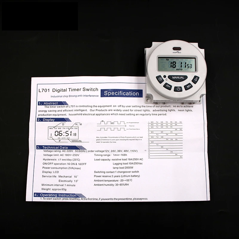 12V//24V//110V//220V DC//AC Timer Switch Programmable Digital Power Control L701