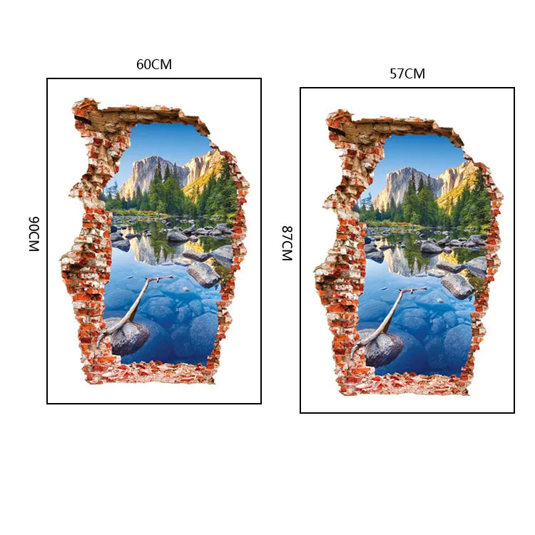 Одна деталь 3D наклейки на стену красочные бассейн горный диапазон пейзажи настенные картины на матче коробка дверь детская спальня BW - Цвет: 03174A1