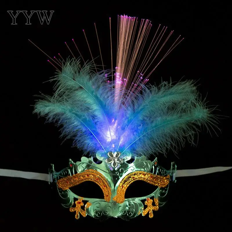 Sexy Venetian Mask Woman Costume Sexy Masquerade Masks With Led Light Venice Feather Flower Cosplay Carnival Party Performance