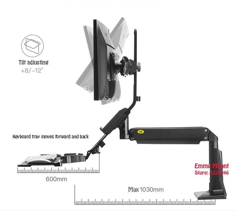 NB FC24-2A газовая пружина 19-24 дюймов двойной экран настольный монитор крепление полный движения сидите стенд рабочая станция с клавиатурой лоток USB 3,0