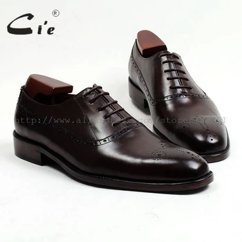 

cie Free shipping custom narrow handmade genuine calf leather outsole work men's dress oxford color coffee brown shoe No.OX464