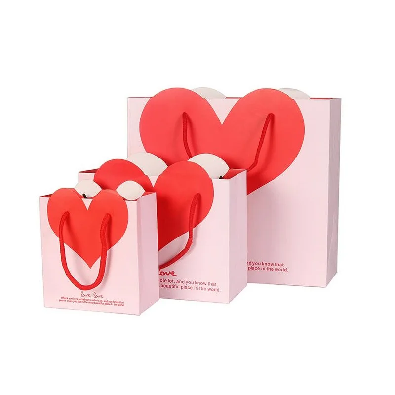 Lovely Heart Paper Gift Bag Goodie Gift Bags With Handle ...