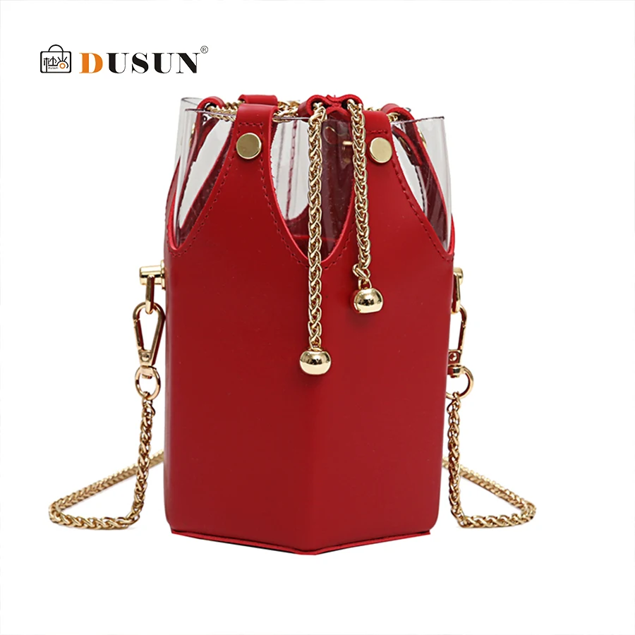 

DUSUN Women Bag Ladies Fashion Bucket Bag for Women 2019 Summer Chain Women Handbags Leather Purses Luxury Handbags Famous Brand