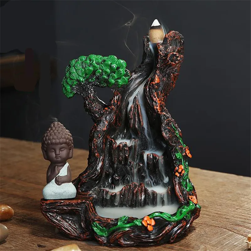 Большой размер Смола горный водопад курильница для благовоний горелка Маленький Будда Рокери домашний Чайный домик офисный Декор кадильница для ароматерапии - Цвет: A