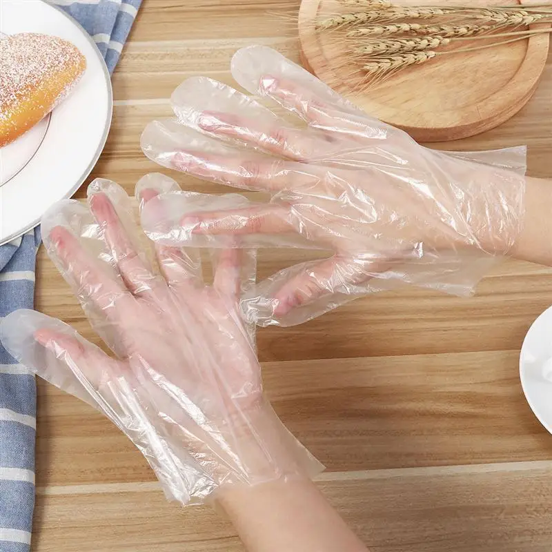 ROSENICE 500 шт одноразовые полиэтиленовые перчатки стерильные защитные перчатки кухонная одноразовая перчатка(прозрачная