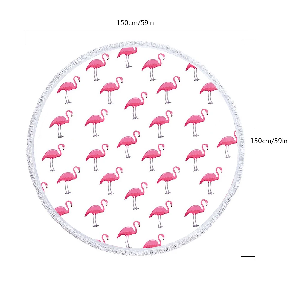 Urijk летнее большое круглое пляжное полотенце из микрофибры с кисточками, пляжное полотенце с фламинго, коврик для ванной
