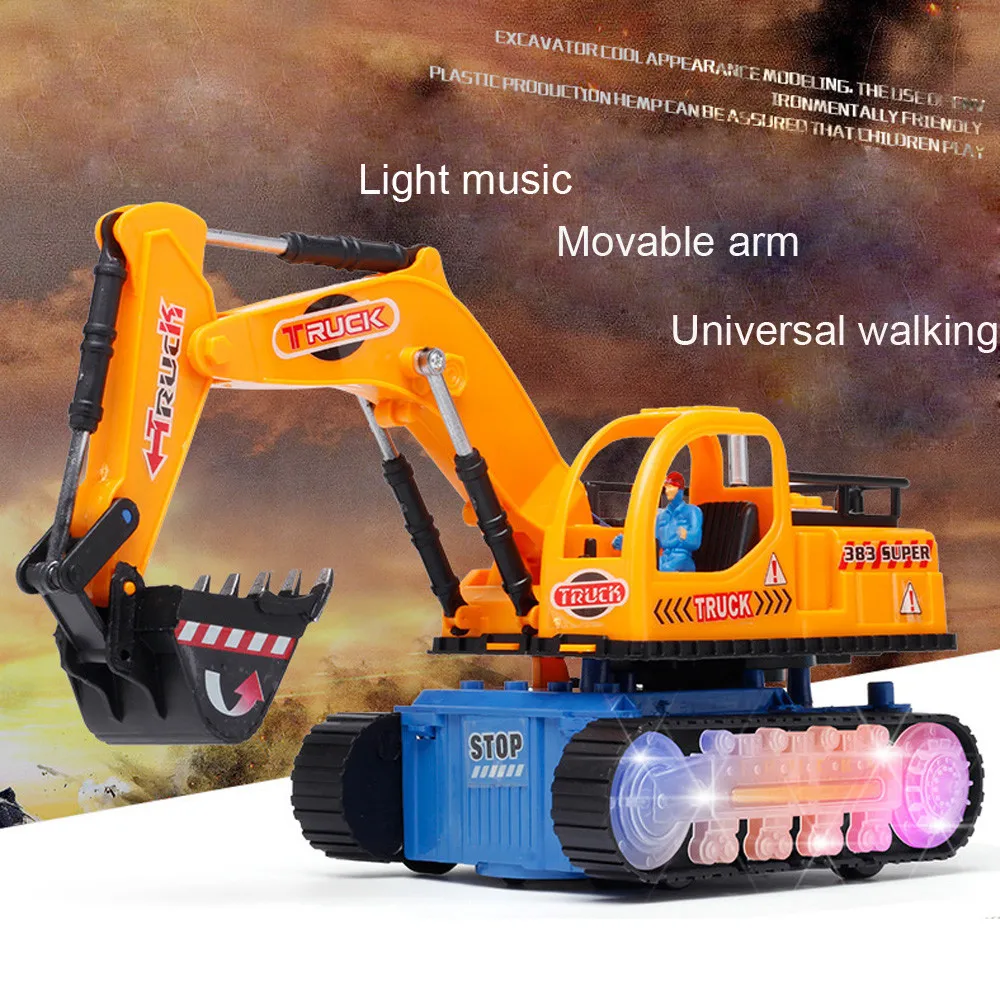 Car Toys For Boys Plastic Interactive Car Toys For Children Diecast Electric Excavator Truck Cars Toys kids birthday Gift k423