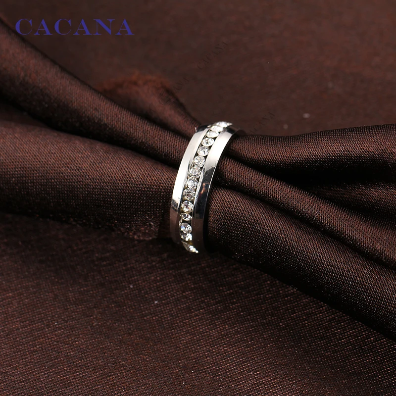 CACANA Stainless Steel Rings For Women CZ Personalized Fashion Jewelry Wholesale NO.R26