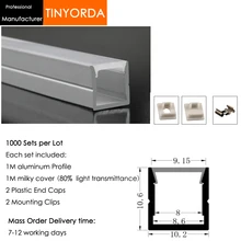Tinyorda 1000 шт.(длина 1 м) светодиодный профиль Alu светодиодный профиль канала для 8 мм Светодиодные полосы света 1 м светодиодный профиль Alu профильный кабельный канал