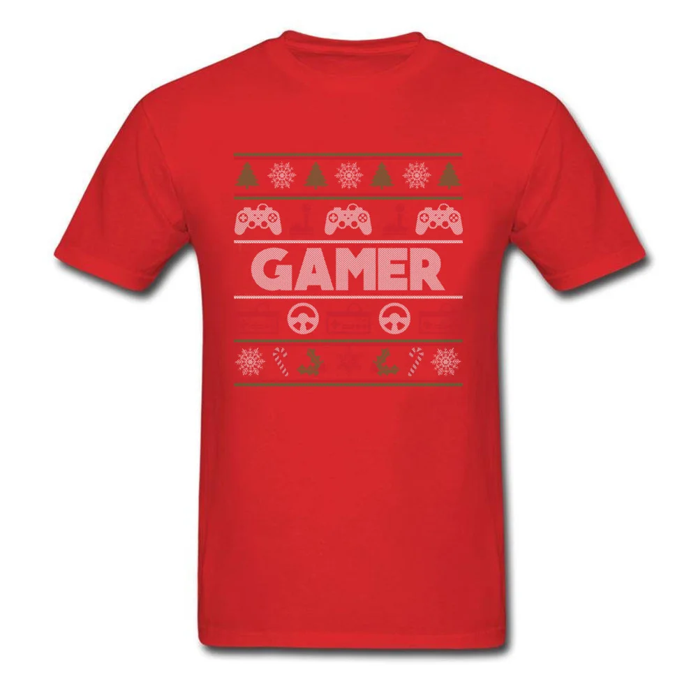 Gamer Ugly Christmas Sweater Tops Shirt 2018 Newest Crewneck Casual Short Sleeve 100% Cotton Men T-shirts Casual Tee Shirts Gamer Ugly Christmas Sweater red