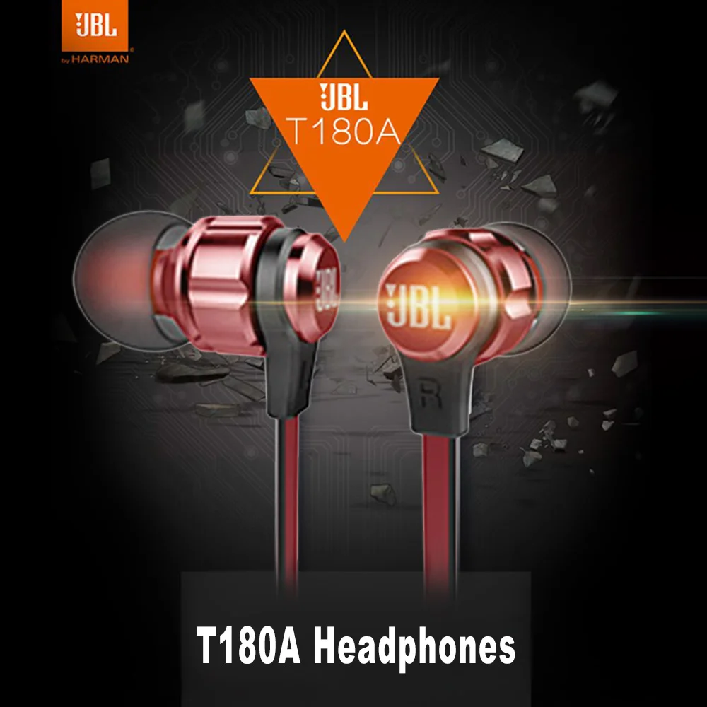 JBL T180A 3,5 мм в ухо проводные наушники глубокий бас стерео гарнитура Handfree Line control с микрофоном для Android/IOS