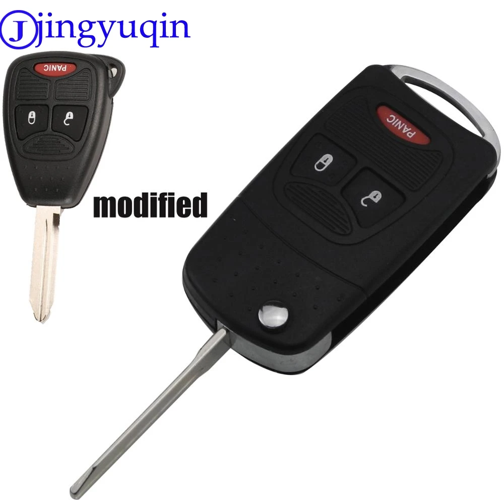 

jingyuqin 3 Button Case Buttons Pad Flip Key shell Fit For Chrysler For Jeep For Dodge Ram 1500 Caliber Nitro Ram 2500 Ram 3500