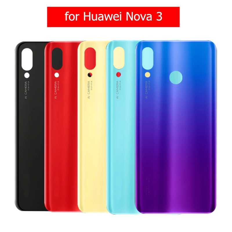 

6.3" for Huawei Nova 3 3D Glass Battery Back Cover Rear Cover Housing Door for Huawei Nova3 Back Cover Case Repair Parts + Glue