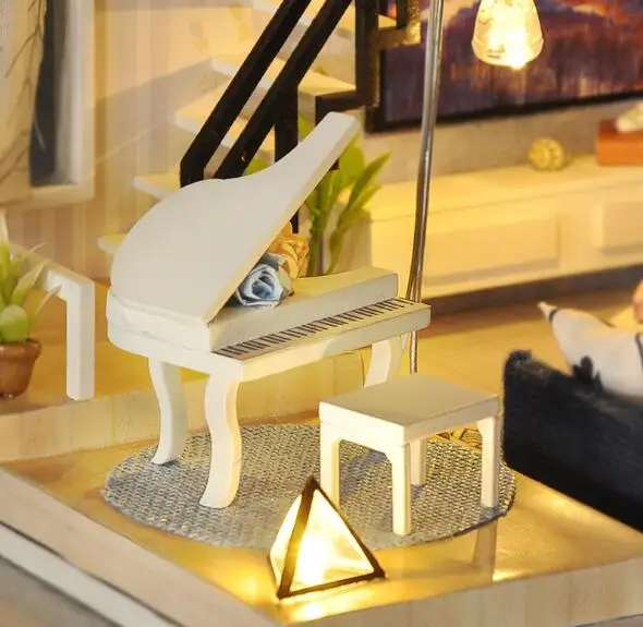 Assembling Diy Doll House Wooden Deluxe Suite Diy Handmade Dollhouse Furniture Kit Room Led Lights Kids Birthday Grownups Gift