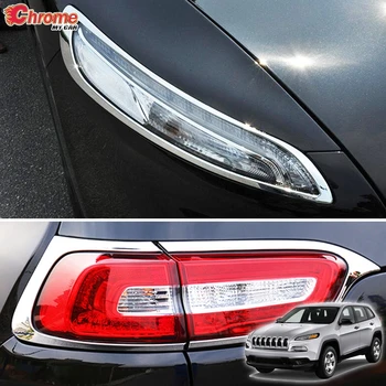 

For Jeep Cherokee KL Front Rear Headlight Taillight Light Lamp Chrome Cover Trim 2014 2015 2016 2017 2018 Sticker Car Styling