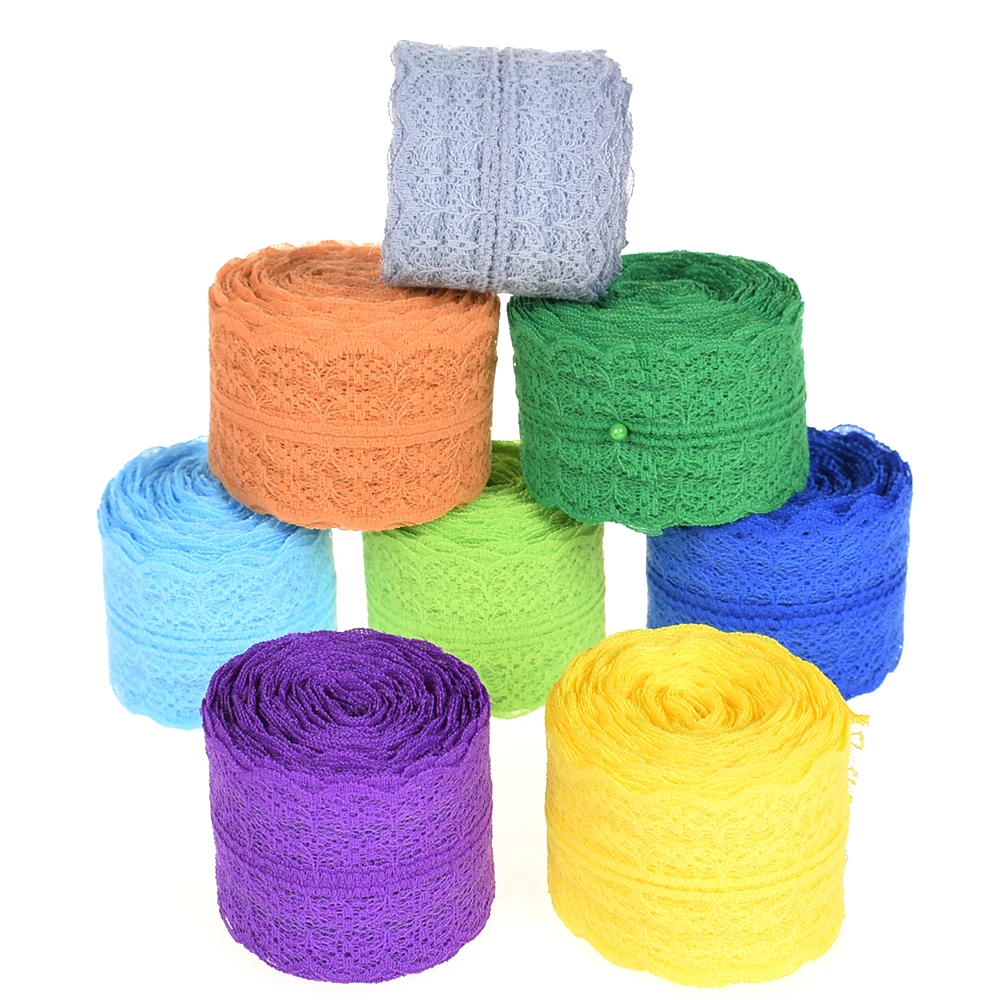 

Polyester Nylon Ribbon Lace Trim Fabric DIY Embroidered Sewing Craft Knitted 10 Yard for Wedding Dress Women Clothes