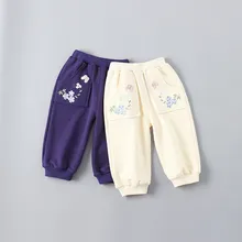 Штаны для маленьких девочек, детские штаны с цветочным принтом, штаны для малышей, леггинсы, Весенняя хлопковая детская одежда, От 0 до 2 лет