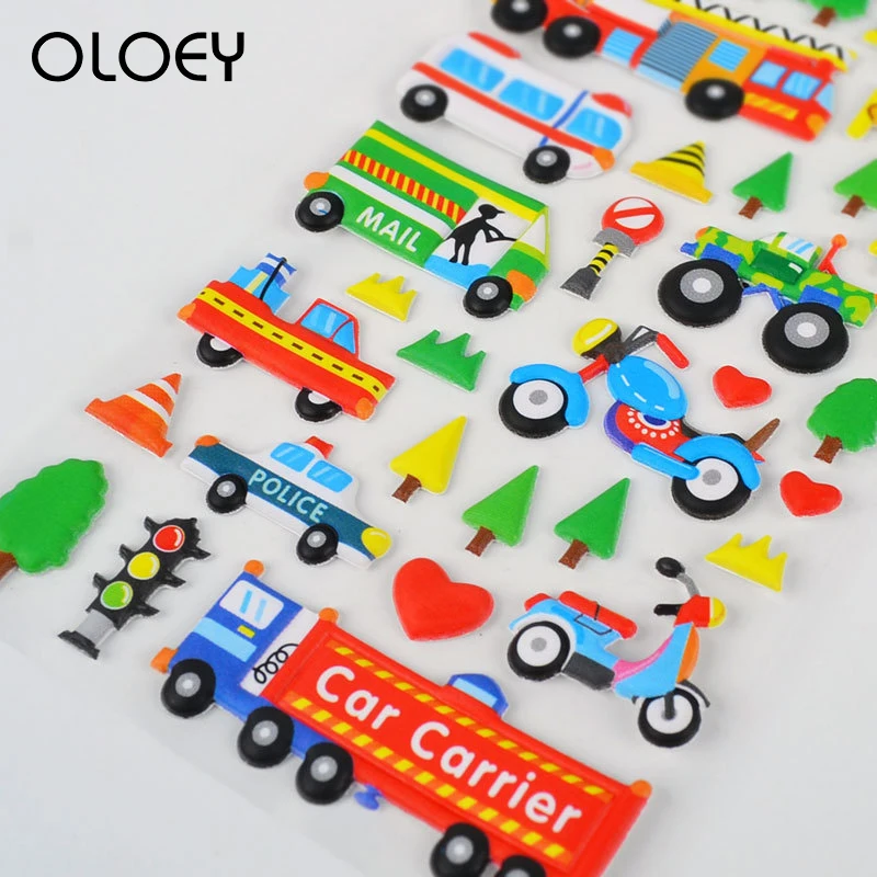 2Pcs/4Pcs Different 3D Cute Cars Cartoon Stickers Children Lovely