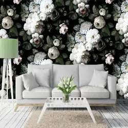 Nordic Ретро Белый цветок настенная бумага росписи 3D печатных фото стены спальня со стенной росписью фартук для телевизора Настенный декор