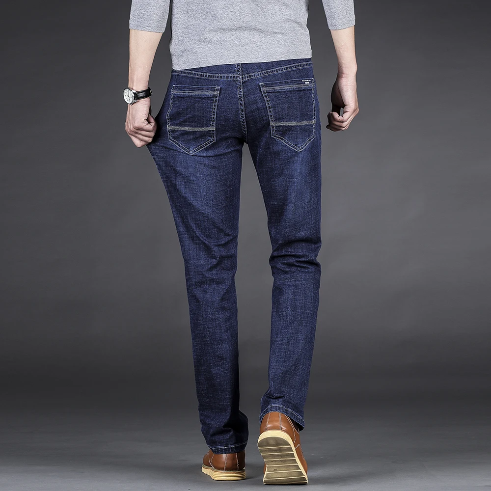 Vomint, четыре сезона, стильные мужские повседневные джинсы, тонкие, прямые, эластичные, тонкие джинсы, новая мода, свободные, с талией, длинные брюки размера плюс