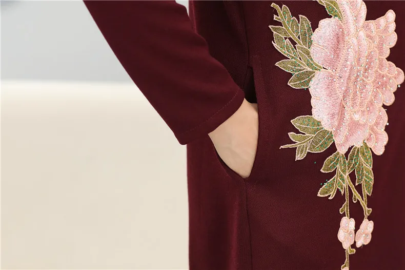 XJXKS красивая аппликация цветы женский кардиган свитер теплая Корейская одежда элегантный модный стиль женский длинный свитер пальто