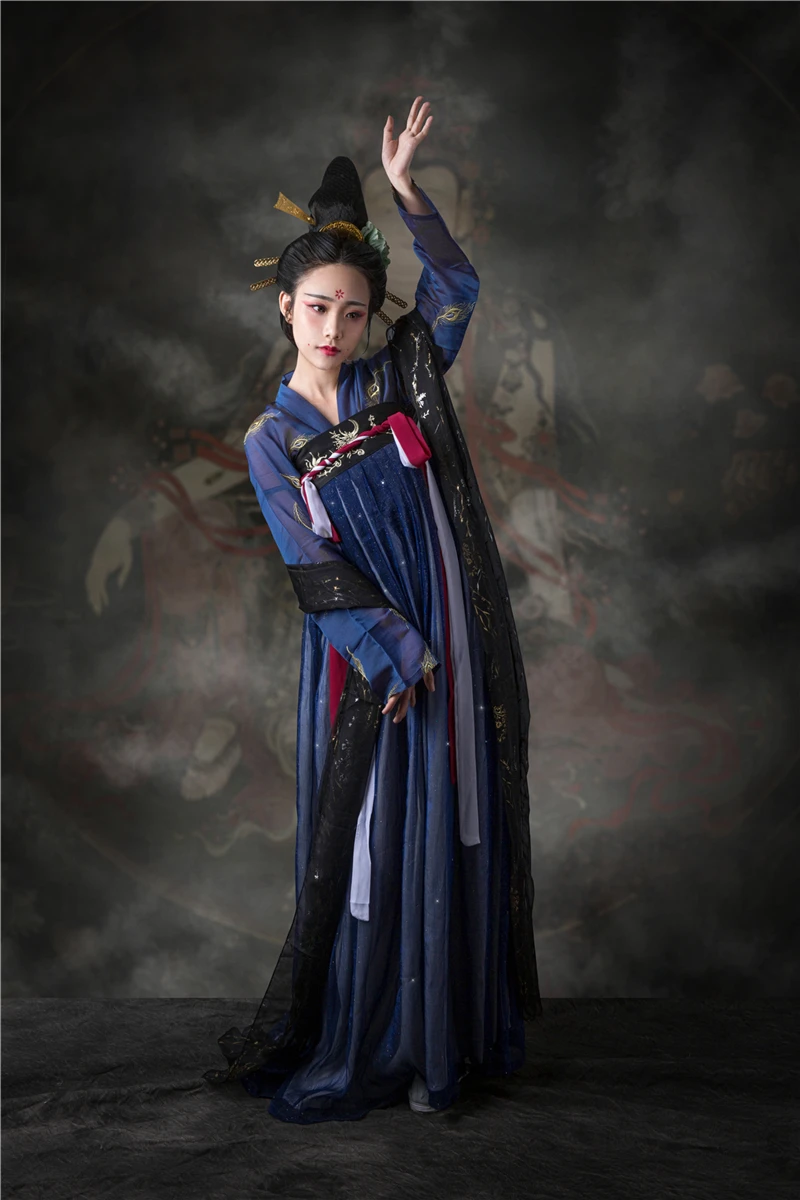 Женский костюм ханьфу для китайского народного танца, традиционная сценическая одежда для певцов, праздничный наряд, одежда для восточных выступлений DC1809