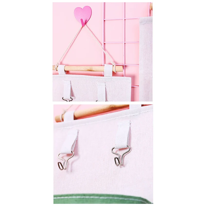 Flamingo Hanging Bag Storage Organizer Cotton Line Door Pouch Wall Mount Hang Bag Waterproof Cosmetic Toys Container 3 Pockets (5)