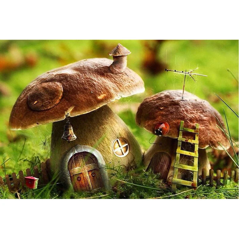 Diamond Embroidery Full Scale Landscape Mushroom Hut DIY 5d Daimond