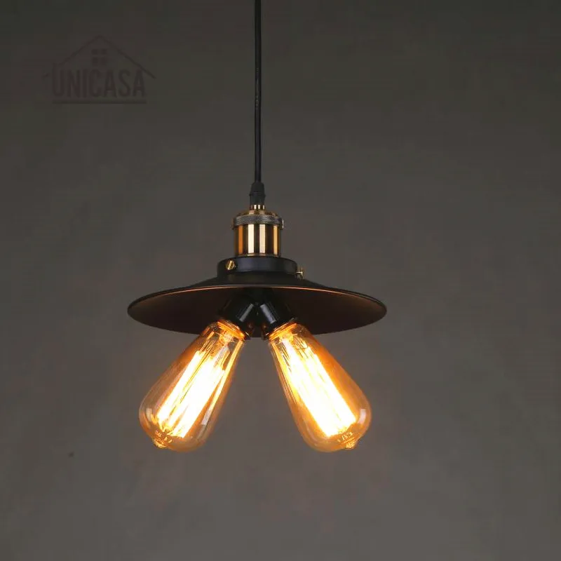 

Vintage Industrail Pendant Lights Black Shade Copper Lighting Fixtures Kitchen Island Office Hotel Antique Pendant Ceiling Lamp