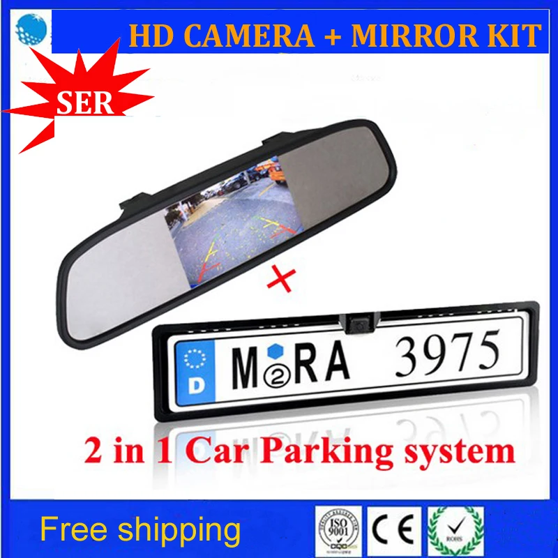 

Free Shipping 4.3inch TFT LCD Color Display Screen Car Rear View Camera with Monitor + CCD Night Vision Vehicle Reversing Camera
