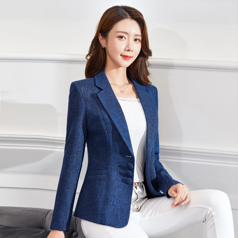 High quality Women Straight Slim Blazer Suit Cotton linen Jacket Office ...