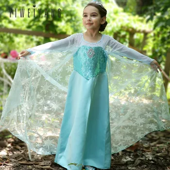 

18 New Children's Clothing Snow and Ice Princess Elsa,3-9Y Girl Dress, Halloween Costume Birthday Party Costume Christmas Dress