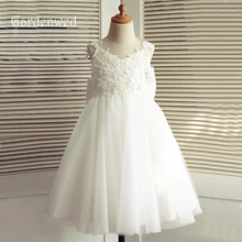 Gardenwed Big Bow Knot Ivory Lace Flower Girl Dresses 2019 Knee Length Pageant Dress First Communion Dresses Wedding Party Dress Gardenwed Big Bow Knot Ivory Lace Flower Girl Dresses 2019 Knee Length Pageant Dress First Communion Dresses Wedding Party Dress