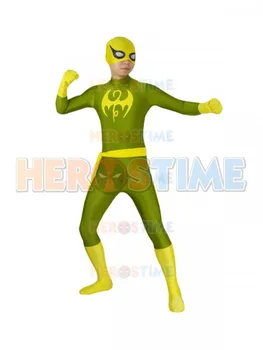 

Iron Fist Suit X-men Superhero Costume Spandex Lycra Halloween Cosplay Fullbody Zentai Suit Free Shipping