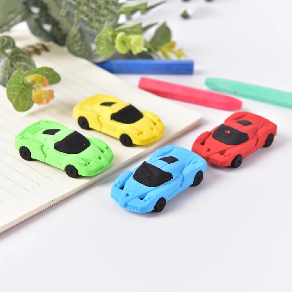 Творческий 1 шт. 3D маленький автомобиль резиновые ластик канцелярские подарки для детей мальчик игрушка Цвет случайные школьные