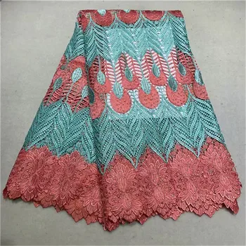 

2019 New Design Nigerian Laces Fabrics High Quality Tulle African Guipure Laces Fabric Wedding African Cord Lace Fabric 5 Yards