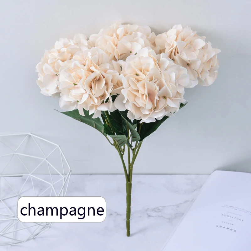 

Simulation 5 Heads Hydrangea Silk flowers Home Decoration accessories Artificial flower wall wedding Decoration mariage wreath