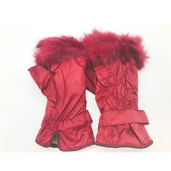 

FLYBER Gloves Fingerless For Women Winter Warm Rabbit Hair Wrist Mittens Guantes Mujer Fingerless Luva Red Brown