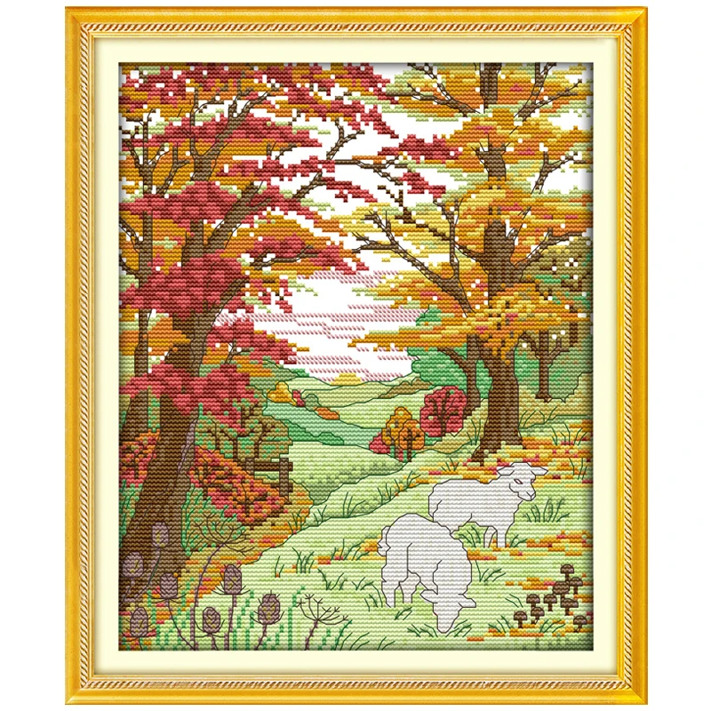 Набор для вышивки Овечка в осенних горах 11 14 карат|cross stitch set|cross 14ctstitching kit cross |