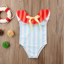 Купальный костюм из полиэстера для девочек; купальный костюм; пляжные купальники в полоску; пляжная одежда; L0522