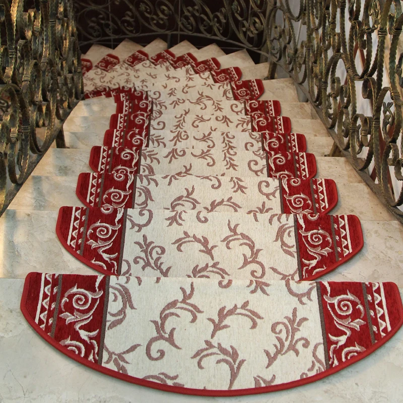 European Country Style Pastoral Carpet Stair Tread Non-slip Step Rug Stair Mat 