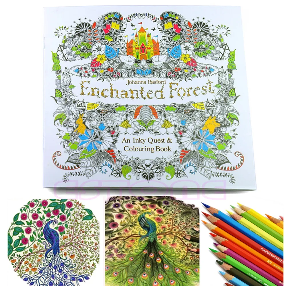 Новые Детские взрослых Enchanted Forest английская версия рисования раскраска