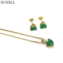 SUNSLL Золотой Цвет Медь многоцветный трещина серьги с цирконием кубической огранки и ожерелья с подвесками женские модные ювелирные наборы