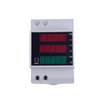 

D52-2047 DIN-Rail LED Energy Meter KWH AC80-300V 100A Wattmeter Voltmeter Ammeter Electric Power Factor Current Voltage Meter