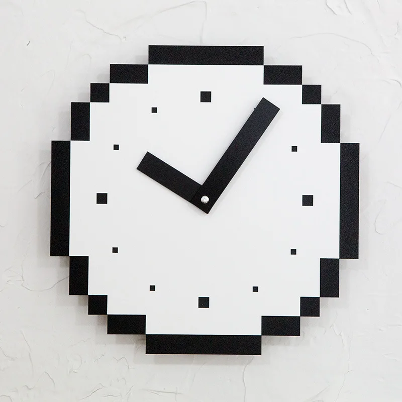 

Pixels Kids Wall Clock Simple Modern Design Wooden Clocks American Minimalist Small Wall Clock Art Home Decor Silent 11 Inch