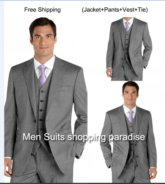 2018 Customized Charcoal Design Groom Tuxedos Wedding Party Suit business Groomsman Suit ( jacket+Pants+vest+tie)